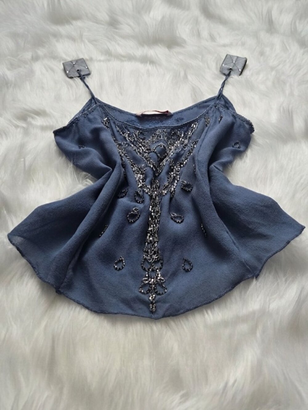 Matthew‎ Williamson Sleeveless Beaded Embellished Top Blue - Picture 10 of 11